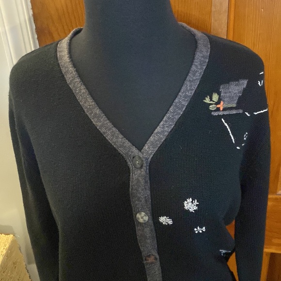 Women’s Medium Petite Woolrich “ugly Christmas sweater” Snowman and Snowflakes - Picture 2 of 8